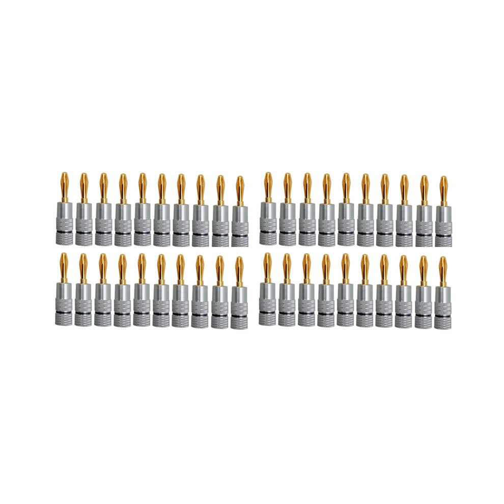 40Pcs Banana Connector 24K -Plated 4.5Mm Banana Plug With Screw Lock For Audio Jack Speaker Plugs + Gold/Black/Silver 4713390910700