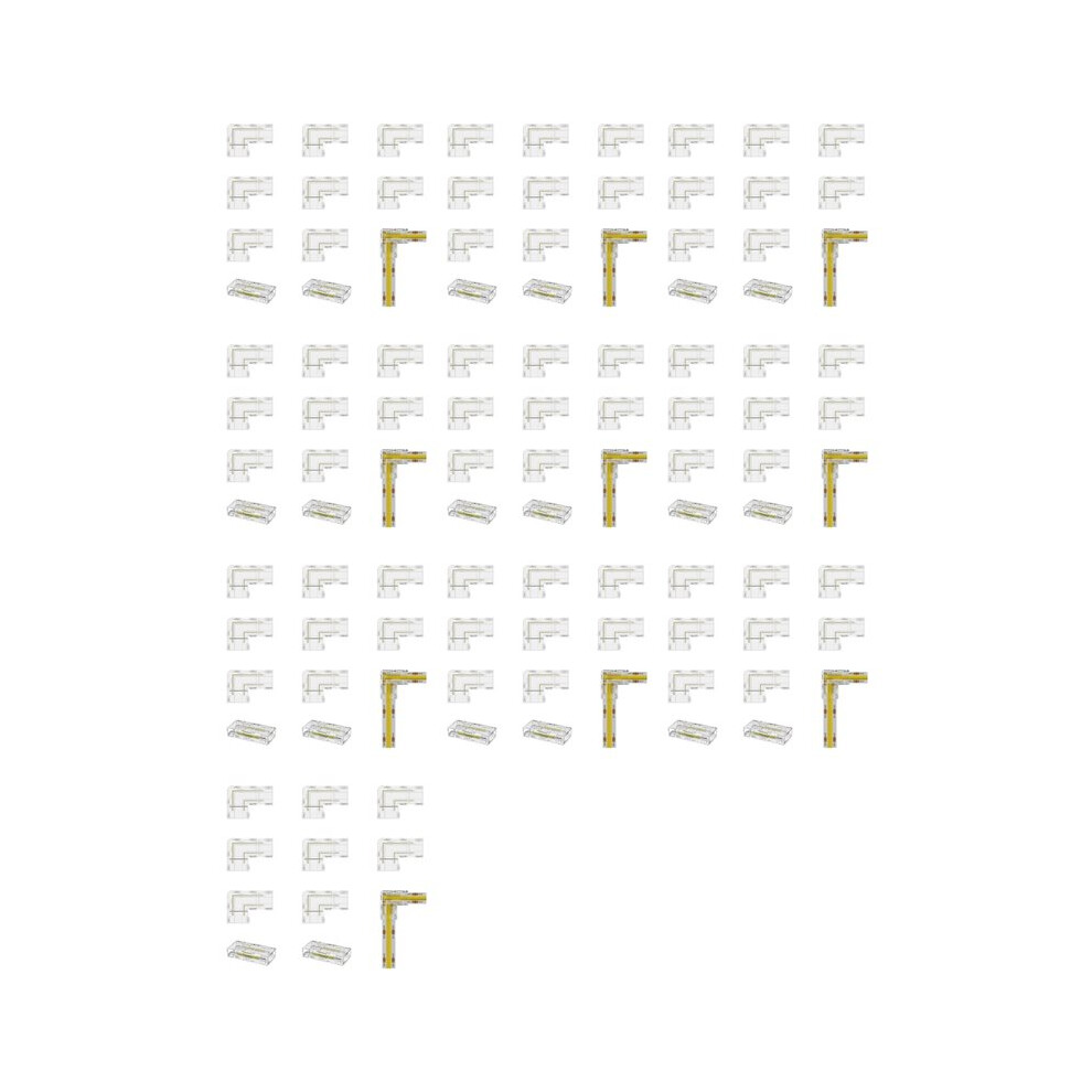 8Mm Cob Connector 80Pc L-Shaped/Corner Connector,20Pc Gapless Connectors,Not For 10Mm Tape Lights 6033314413048