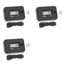 3X Wasserdichtes LCD-Display, Digitaler Betriebsstundenzähler, Induktiver Timer für Fahrrad, Motorrad, ATV, Schneemobil, Motor, Schwarz