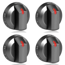4Pcs DG64-00473B Black Stainless Knobs Replacement Stove Gas Range Knobs for NX58M6850SG,NX58J5600SG,NX58J7750SG