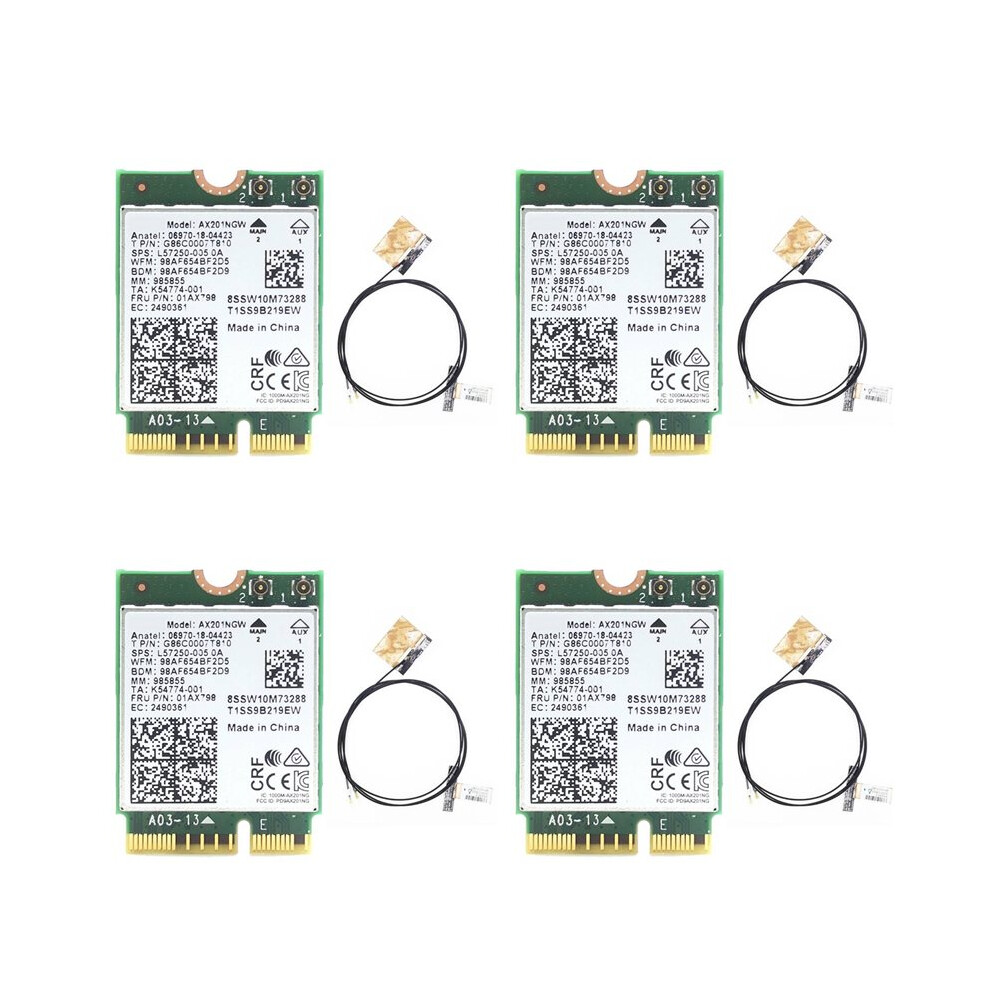 4X Ax201 Ax201ngw Wifi Card With 2Xantenna M.2 Cnvio2 2.4 Ghz/5Ghz Wifi 6 3000Mbps 5.1 Wifi Adapter For Win10 6031363975173