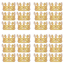 24 Pezzi Oro Corona Cake Topper Piccola Perla di Cristallo Topper per Cupcake Diadema Piccola Corona per Cupcake per Matrimonio Compleanno