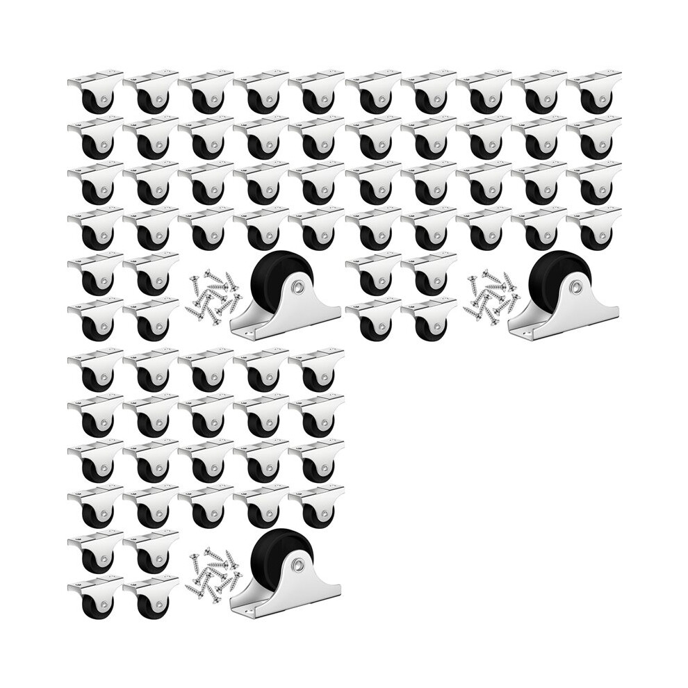 Small Caster Rigid Non-Swivel Fixed Caster With Metal Top Plate For Furniture, Small Appliances With Screws,72Pcs 4713469857523