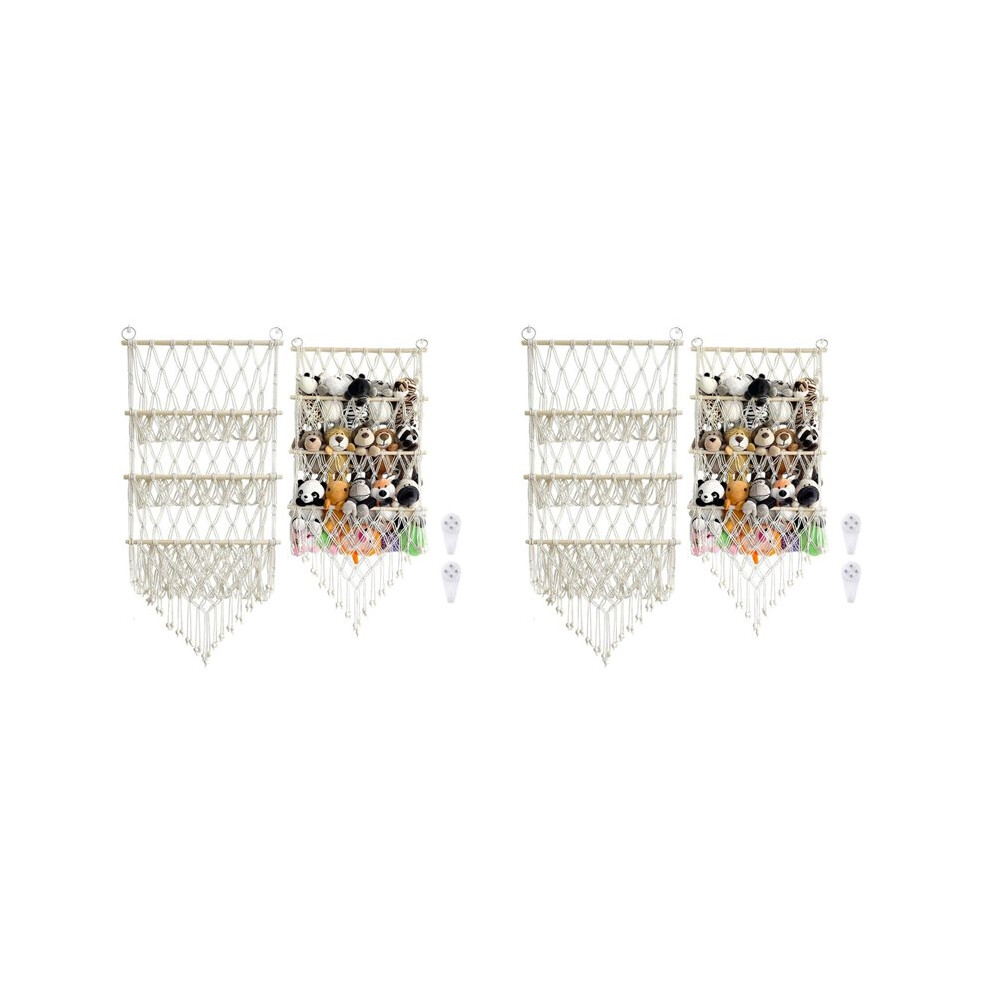 2X 3 Layer Wooden Stuffed Toy Net, Stuffed Animal Net Or Hammock, Small Stuffed Animal Toy Storage Net 6031808911094