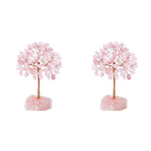 2X Rosenquarz-Kristallbaum, Künstlicher Kristall und Heilsteinbaum, Kristallsteinbaum, Edelsteinbaum. Valentinstagsgeschenke A