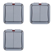 3X IP66 Wall Electrical 220V Light Waterproof Off Security Button with Fixation Night in the Pc Power(B)