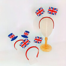 British Flag Theme Hair Accessory Set Headband Bowler Hat 2pcs National Day Mardi Gras Celebration Patriotic Theme Acces