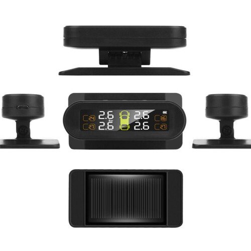 2X Solar Wireless USB TPMS Car Tire Pressure Monitor System HD LCD Display 4 External Sensor 2