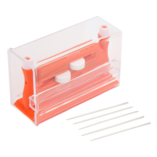 Multifunctional Needle Threader with Double Hole, Orange, 2.6x4.4x7.2cm 1