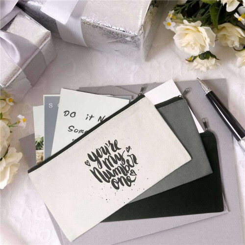 3X Canvas Zip-Väskor Canvas Pencil Pouch Canvas Makeup-Väskor Blank Canvas Pennfodral DIY -Väskor Kosmetisk PåSe Makeup-Väska