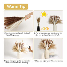Dried Pampas Grass Decor,120Pcs Boho Home Wedding Party Decor Dried Flowers Arrangements Pampas Grass,Reed,Bunny Tails