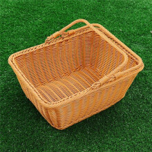 2X Durable Artificial Rattan Handmade Portable Picnic Basket Rattan Woven Supermarket Shopping Basket Rattan Basket