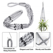 2Pcs Macrame Hanging Planter, Hanging Planter Set, Handmade Hanging Plant Stand for Indoor and Outdoor Decor(Grey)