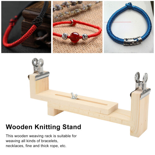 Solid Wood Bracelet Weaving Rack Adjustable 22.3x8.8x4.7cm Durable 2