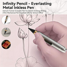 Penna In Metallo Senza Inchiostro Everlasting, Penna Cancellabile In Titanio Forever per Schizzi, Disegni e Scrittura, Matita Meccanica