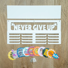 White Medal Hanger Display with Shelf - Easy Install Metal Award Rack Trophy Shelf for Walls Holds Sports Medals