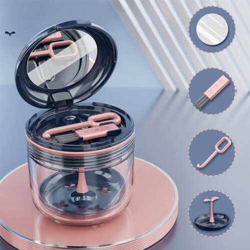 Denture Case with Mirror, Leakproof Retainer Storage Box, Compact Travel Aligner Holder Sapphire Blue 2