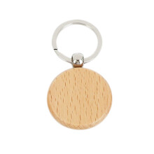 80Pcs Blank Round Wooden Keychain DIY Wooden Keychain Key Tag Gift