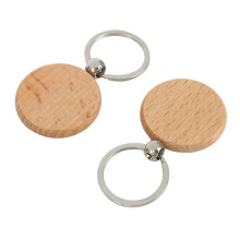 200Pcs Blank Round Wooden Keychain DIY Wooden Keychain Key Tag Gift