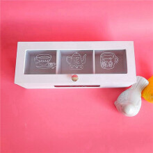 2X 3 Compartments Bamboo System Tea Bag Storage Box Jewelry Organizer Tea Box Organizer Wood Sugar Packet Container