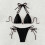 Women's Triangle String Bikini Set Sexy Tie Side Two-Black M 3