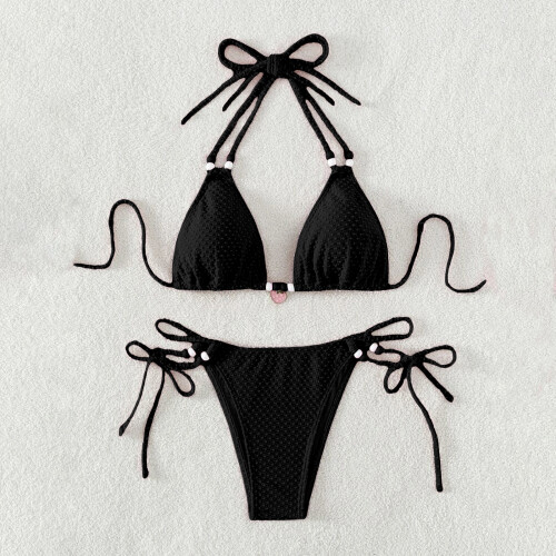 Maillot de bain deux pièces Triangle String pour femmes,-Rose L 2