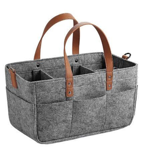 Grey Felt Multipurpose Baby Diaper Tote