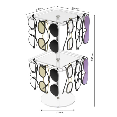 Sunglasses Organizer with 360 Rotating Clear Acrylic Display Stand, ScratchResistant, Black 1