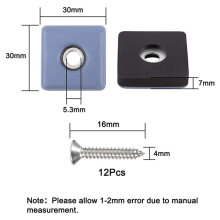 48Pcs Furniture Sliders 30mm Furniture Leg Protectors with Screws Square Chair Leg Protectors Furniture Glide Pads