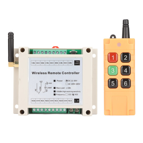 Multifunctional 6CH 433MHz Remote Control Switch 12-36V DC Relay 1
