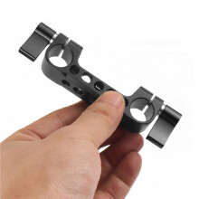 2X Braçadeira de Haste Dupla Leve de 15 mm com Furos de Parafuso de 1/4 para Suporte de Ombro de Haste de Câmera DSLR para Follow Focus, A