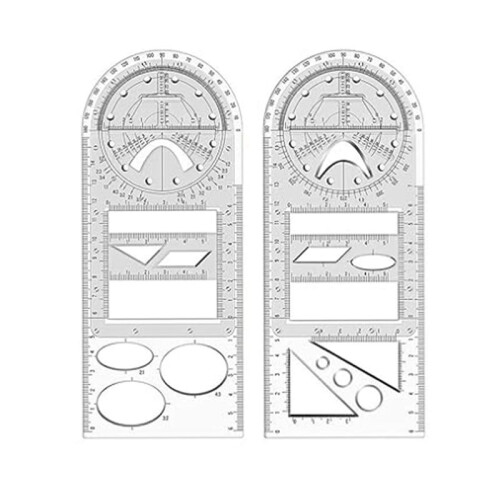 8Pcs Multifunctional Geometric Ruler Measuring Drawing Ruler Plastic Mathematics Tools for Student School Office Supply 2