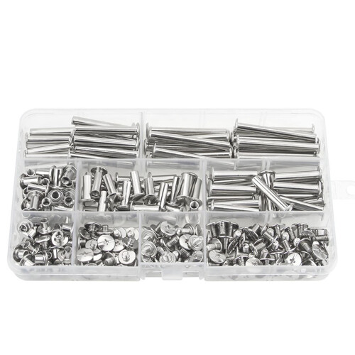 Chicago Screw Binding Screws Posts Assortment Kit for DIY Leather Bookbinding Crafts(240Pcs,M5) 1