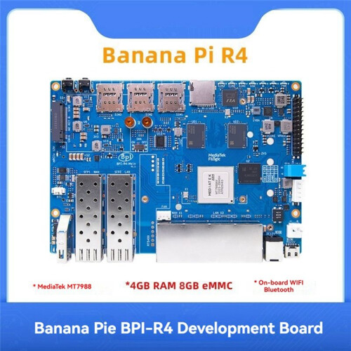 For Banana Pi BPI-R4 Router Development Board 4GB RAM MT7988A with 2 SFP High-Performance Open-Source Router Board 1