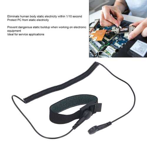 Reusable Static Proof ESD Wrist Strap with 1.8m Grounding Wire Black 2