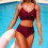 Practical Two Piece Ladies Swimsuit Comfortable-wine p S 6