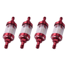 4X Aluminum Alloy Glass Motorcycle Gas Fuel Gasoline Oil Filter Moto Accessories for Atv Dirt Pit Bike Motocross Red