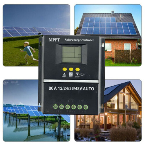 2X 80A MPPT/PWM Solar Charge Controller 12V/24V/36V/48V Auto Controller Tools Solar PV Battery Charger with LCD 1
