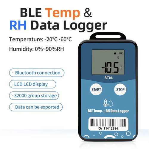 2X BT06  Humidity Temperature Data Logger Digital 32000 Point Internal Sensor Long Distance  Recorder 2