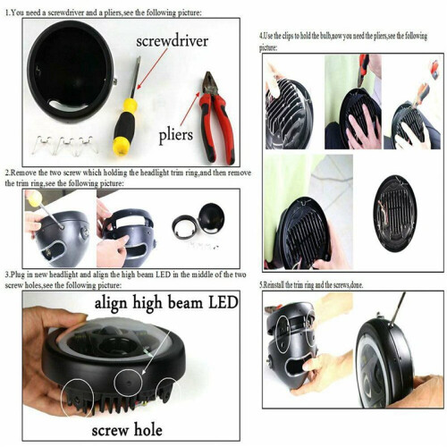 2Conjunto Carcaça de Lâmpada de Farol de 5,75 Polegadas, Abajur de Farol de Motocicleta Universal com Suporte de Montagem 2