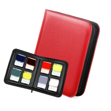 Zippered Side Access PU Card Album Organizers Holds 160-Red