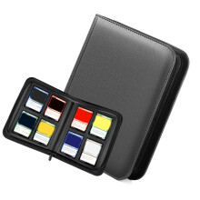 4 Pocket Card Album Trading Card Case 160 Capacity Leather-grey