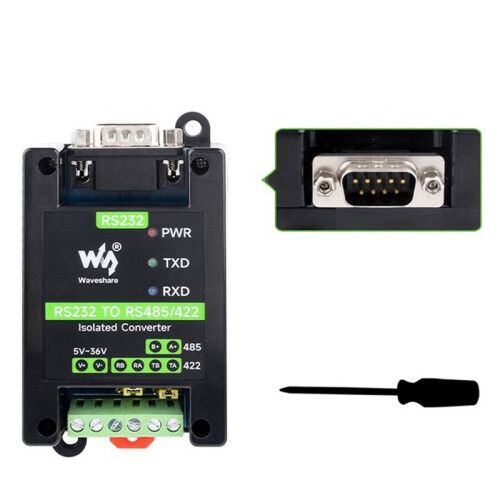 2X Waveshare RS232 to RS485/422 Active Digital Isolated Multi-Functional Convenient and Male Interface Serial Converter 1