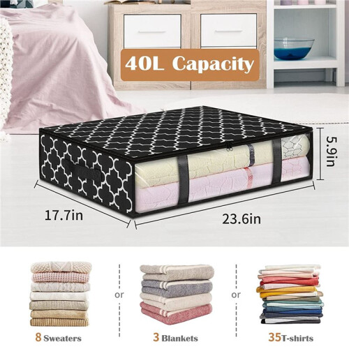 Storage Bins, Under Bed Storage Containers, Foldable Clothes Storage Box, Storage Organizer, with Handles Clothing 4 Pcs 2