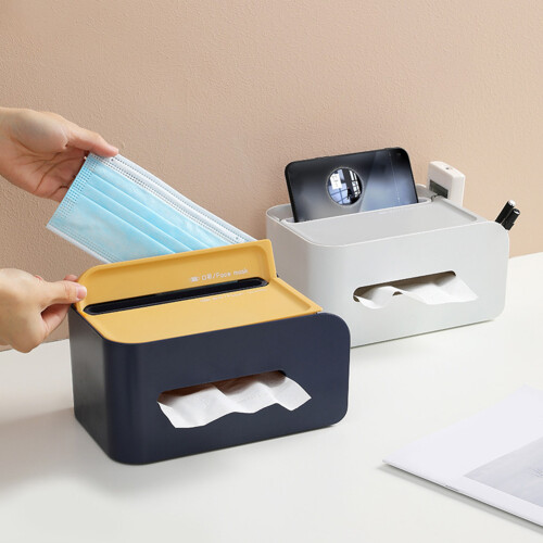 Restaurant Tissue Box Multifunctional Remote Control Storage Drawer Dark 2