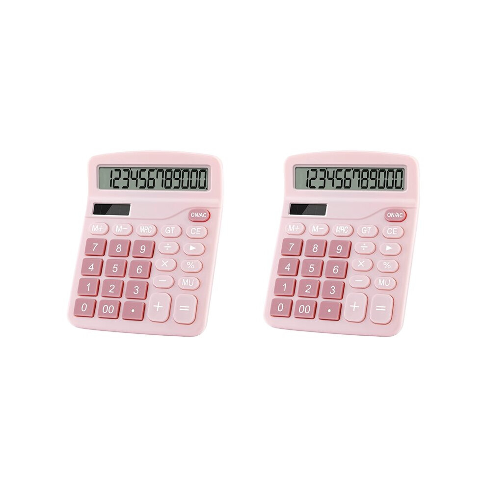 2X 12 Digits Electronic Calculator Solar Calculator Dual Power Calculator Office Financial Basic Desk Calculator- 6031700178021