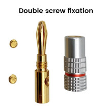 Connettore un Banana da 40 Pezzi Spina un Banana da 4,5 mm Placcata nel Oro 24K con Blocco un Vite per Spine per Altoparlanti Jack Audio Nero +