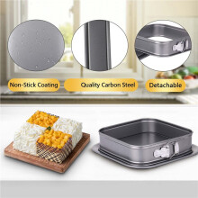3X Springform Pan Square Cake Pan 9 Inch Cake Pan Cheesecake Pan with Removable Base Nonstick Cake Decorating Supplies