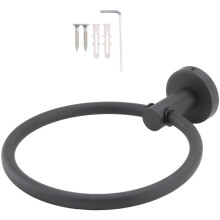5X Anneau Porte-Serviettes pour Salle de Bain, Porte-Serviettes Rond Support Mural en Acier Inoxydable 304 Finition Brossée (Noir)