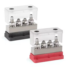 Heavy Duty Power Distribution Terminal Block 4xM10 Studs (3/8") for Truck Marine Battery